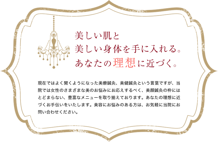 美しい肌と美しい身体を手に入れる。あなたの理想に近づく