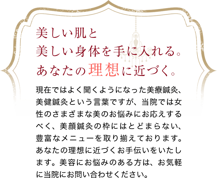 美しい肌と美しい身体を手に入れる。あなたの理想に近づく